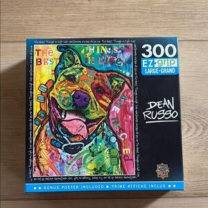NWT Dean Russo Dog Puzzle 300 Pc Easy Grip Pitbull Rescue with Poster